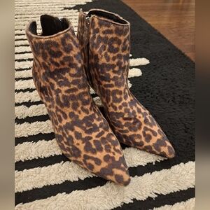 Charles David Leopard Print Booties